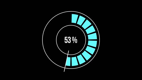 science futuristic loading circle ring. loading transfer download animation 0-100 in blue science effect. light blue load futuristic circle ring orb bar animation on black screen