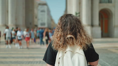 tourist in lisbon square