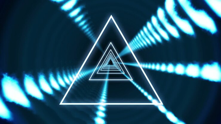Diseño de vórtice triangular sobre fondo negro