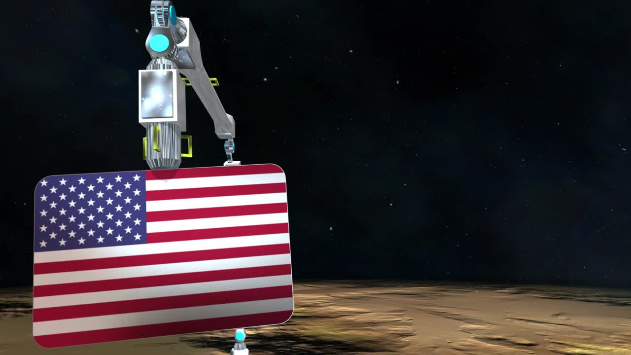 The United States flag plate excavated from the planet.