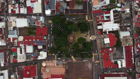 cenital roll shot of huajuapan de leon's municipal park in oaxaca, mexico