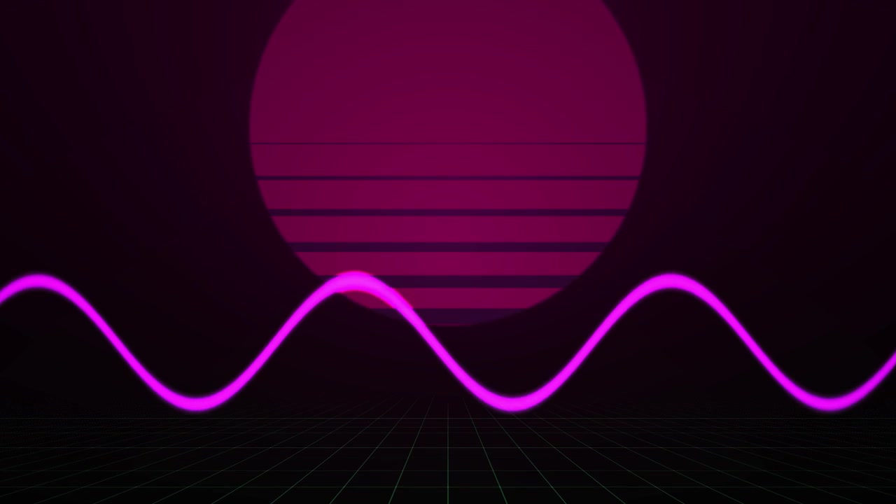 Retro Synthwave Landscape with Pulsing Neon Wave and Sun