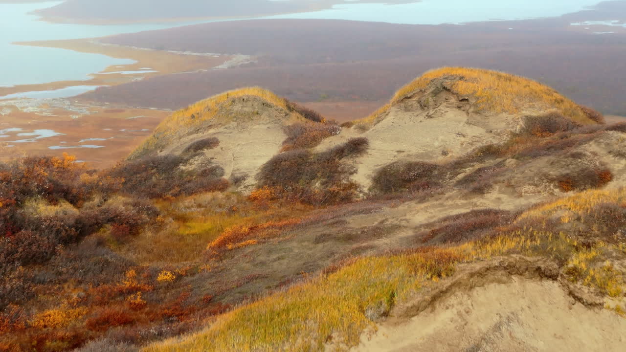 Pingo Landmark Near Tuktoyaktuk, Northwest Territories, Canada - Drone Shot