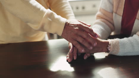 love, empathy and senior couple holding hands