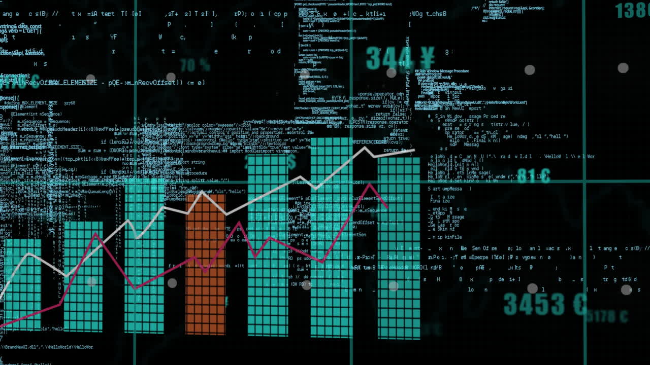 animación de las estadísticas y el procesamiento de datos sobre fondo negro