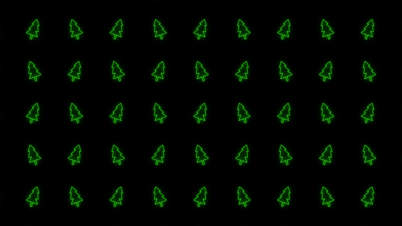 빛나는 녹색과 검은색의 크리스마스 트리 타일 배경 애니메이션 패턴