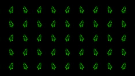 Weihnachtsbaum-Gekacheltes-Hintergrundanimationsmuster-In-Leuchtendem-Grün-Und-Schwarz