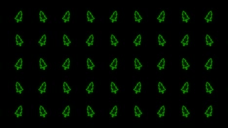 christmas tree tiled background animation pattern in glowing green and black