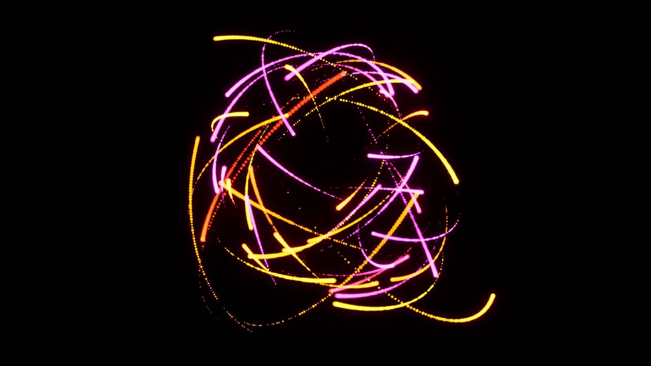 efectos visuales, vfx, partículas orbitales rápidas, partículas en fondo negro animación en 3d