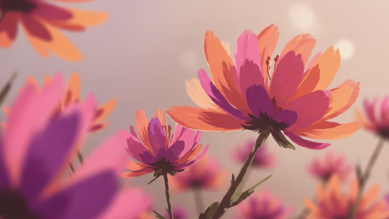 A Vibrant Display of Colorful Flowers Against a Soft Background, Capturing the Beauty of Nature and the Elegance of Floral Patterns in a Serene Setting