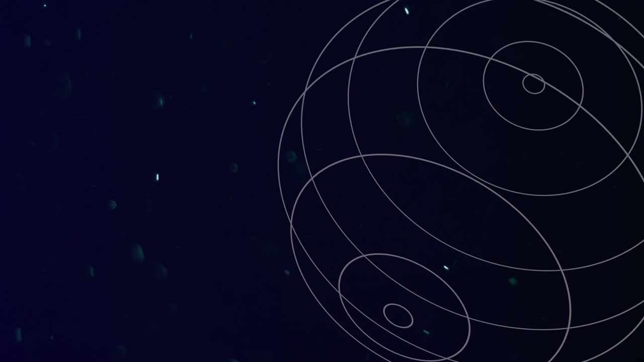 Geometric abstract circles with fly bright glitters in galaxy