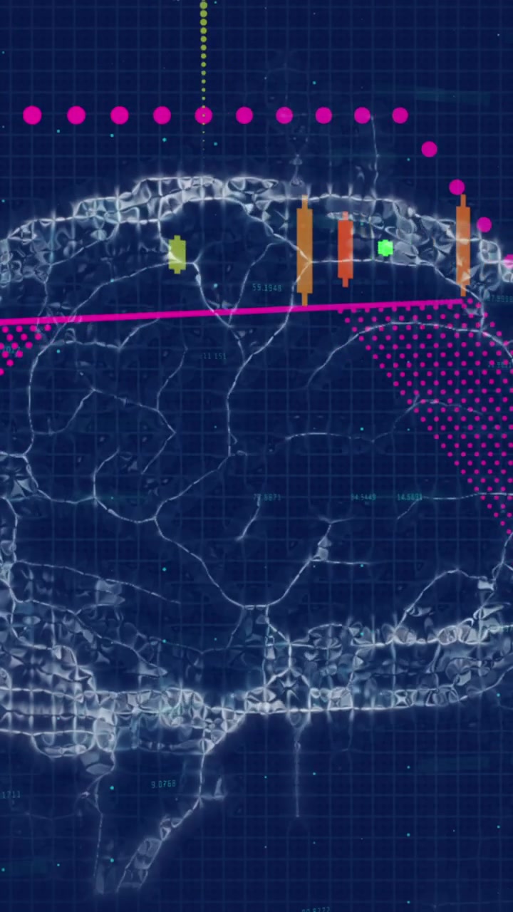 Animation of human brain spinning and medical data processing