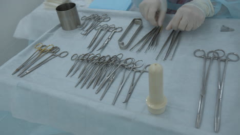 surgical instruments on a tray