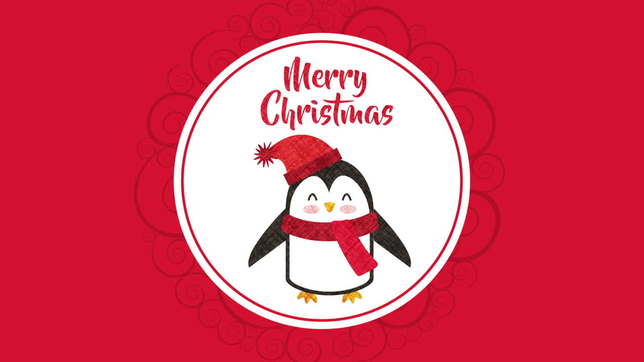 feliz tarjeta de navidad con el pequeño pingüino