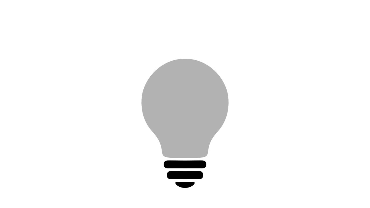 Lamp bulb with lightning, turns on, blink, simple flat icon, colors – yellow, red, green. Animated idea, energy, power sign.