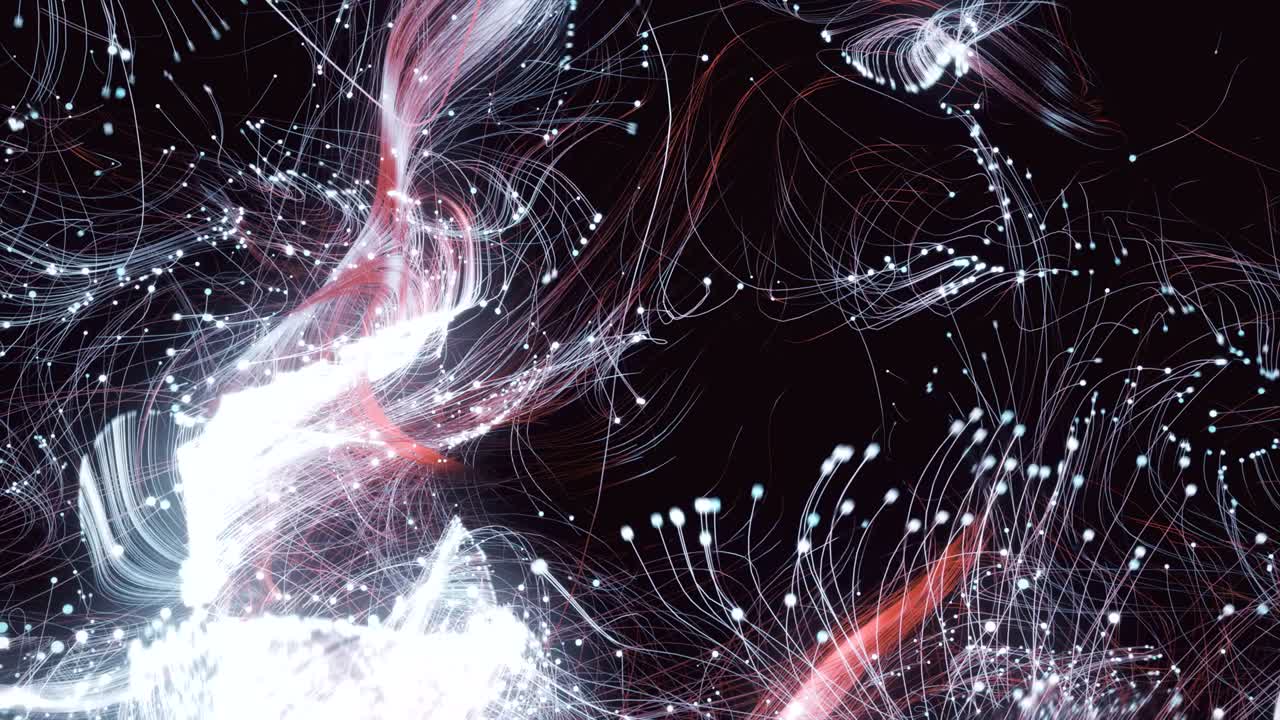 Celebratory particles with trails.