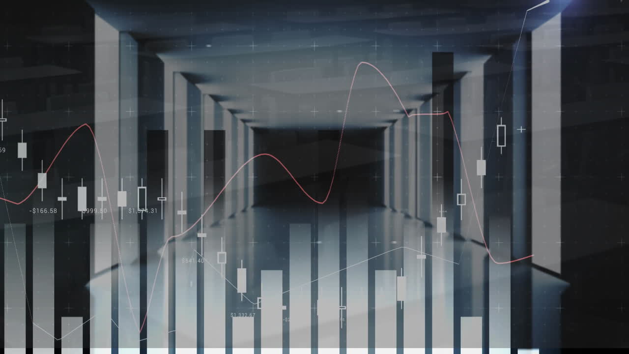 빈 방에서 금융 데이터 처리의 애니메이션