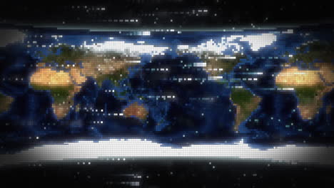 animación del procesamiento de datos sobre el mapa del mundo