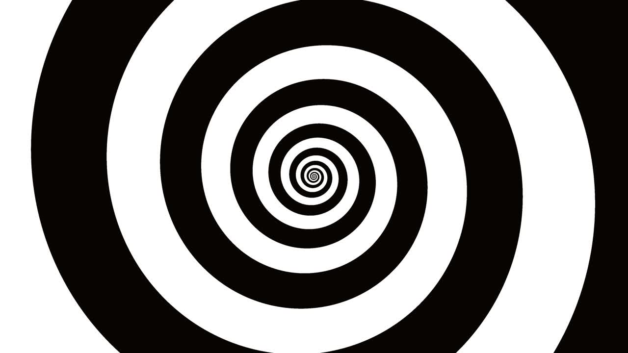 빠른 최면 회전 나선형, 흑백의 원활한 루프 애니메이션