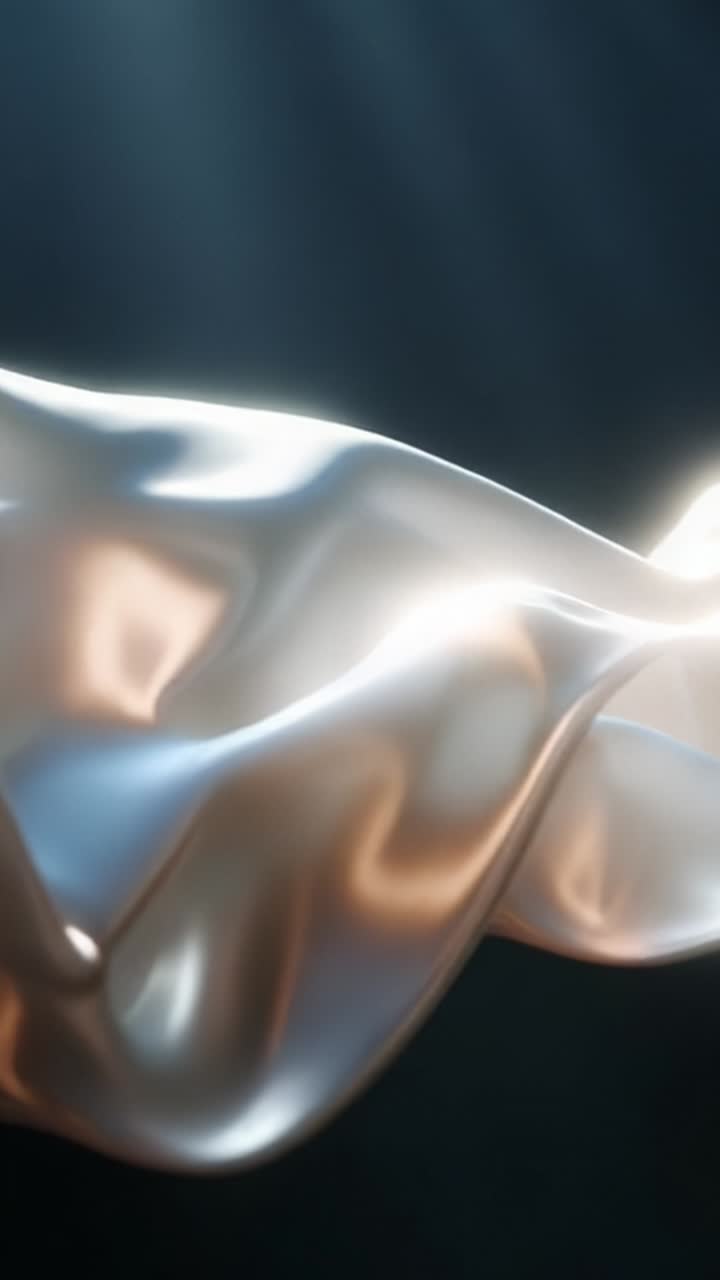 Elegant Flowing Fabric Shimmers Under Soft Light, Capturing the Fluid Movement and Texture of Luxurious Material in a Dreamlike Atmosphere Without Disturbance