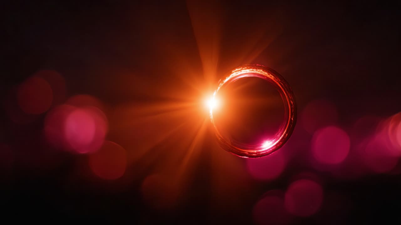 Una impresionante exhibición de luz y reflejos capturada en dos fotogramas, que muestra la espectacular interacción entre luz y color sobre un fondo oscuro.