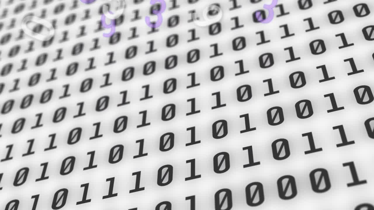 animación digital de múltiples números cambiantes contra el procesamiento de datos de codificación binaria