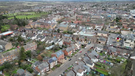 Houses-and-streets-in-Braintree-Essex-UK-Drone,-Aerial,-view-from-air,-birds-eye-view,-footage-4K
