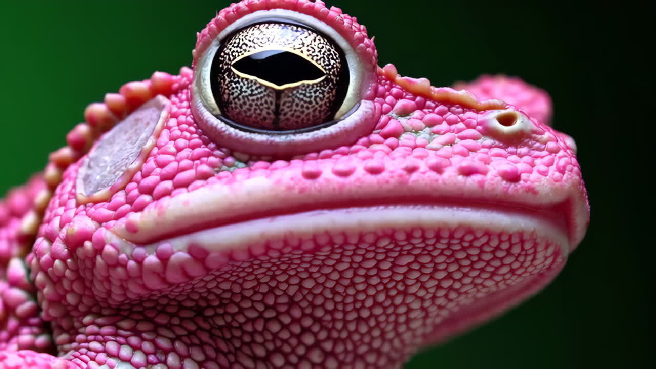 primer plano de una rana rosada