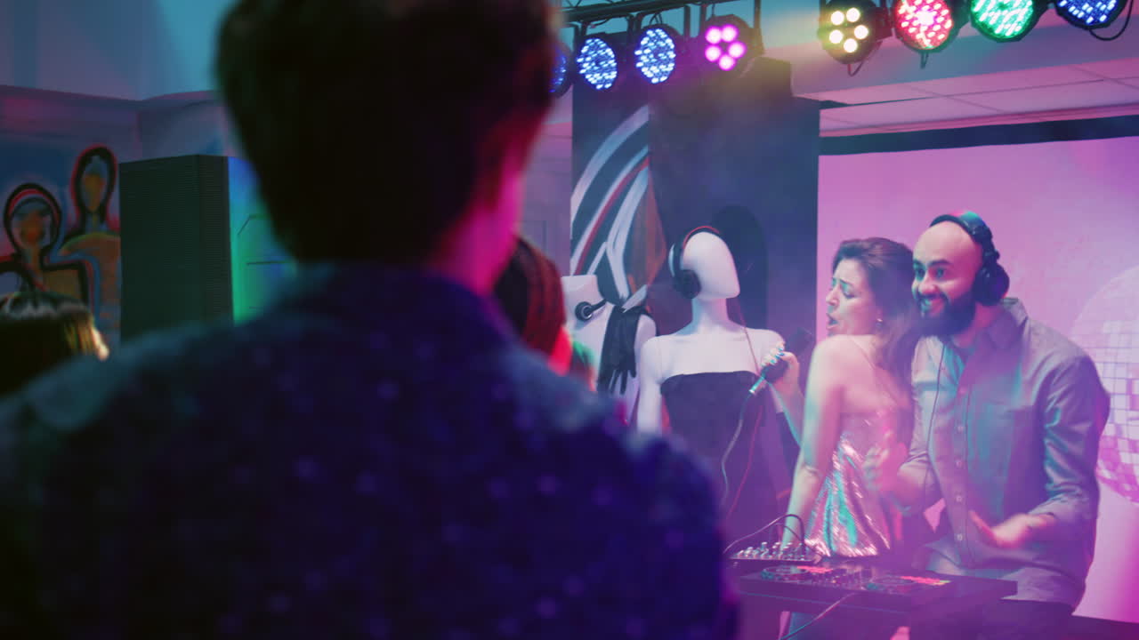 People enjoying a party with music and dancing