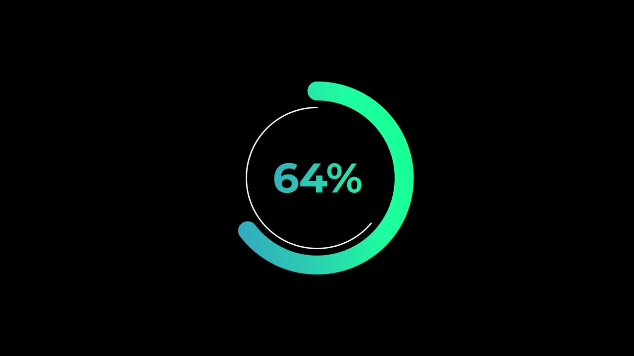 Circle percentage Loading Transfer Download Animation 0-70% in Green science effect.