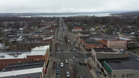 Aerial-4K-Canandaigua-New-York-Out-with-Lake-in-Background