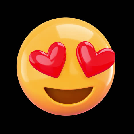 heart eye emoticon animation isolated asset, transparent 4k video, alpha channel, prores 4444