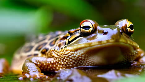 close-up of a spotted frog in water