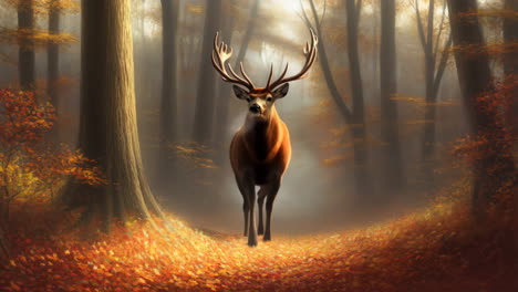 a majestic stag in an autumn forest