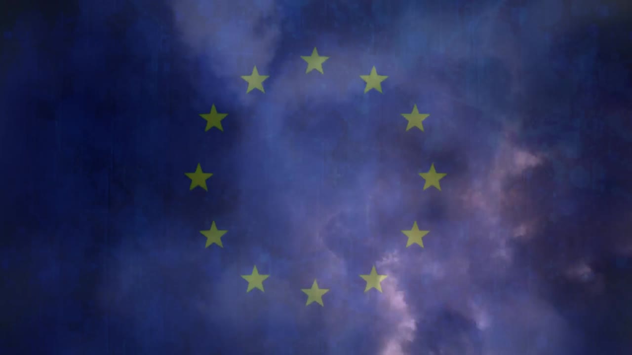 Bandiera dell'UE e fulmine