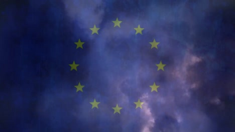 flag of eu and lightning