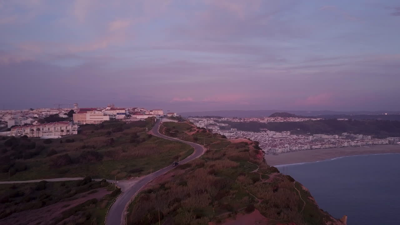 Coastal Town at Sunrise/Sunset from Above
