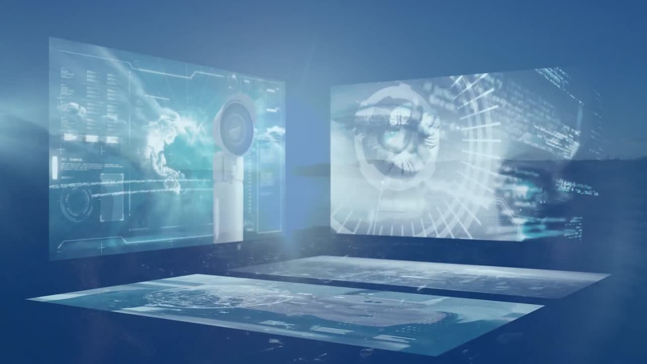 풍경 위의 화면에서 데이터 처리의 애니메이션