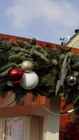 christmas market stall with decorations