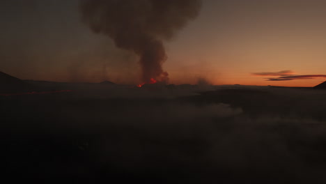 volcanic eruption at sunset