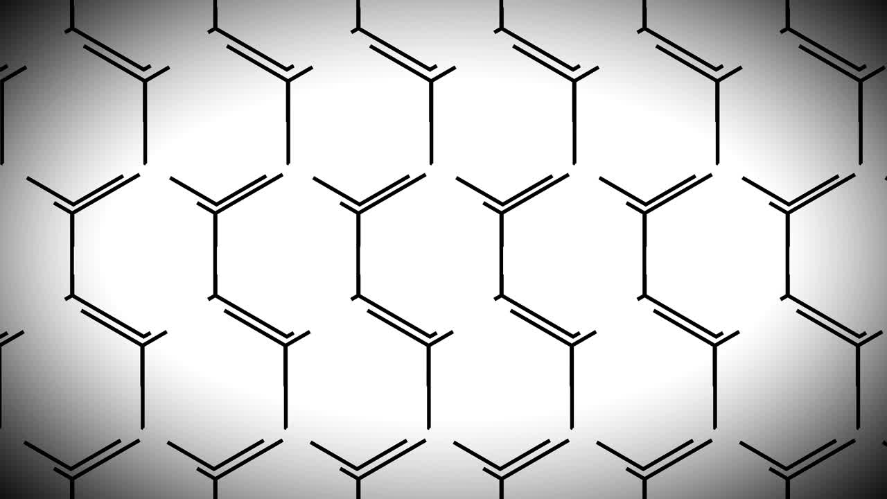 animated technological sci-fi hexagon background loop black and white
