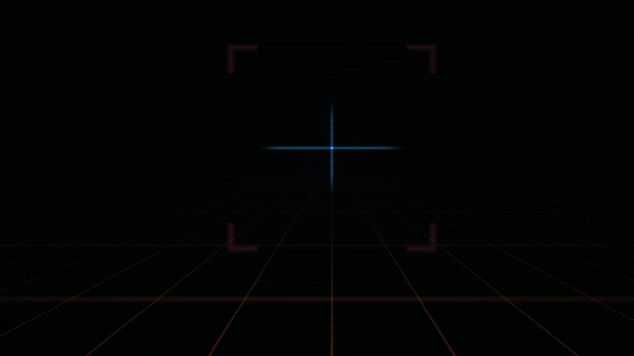 Digital Grid with Blue Crosshair and Red Target Reticle