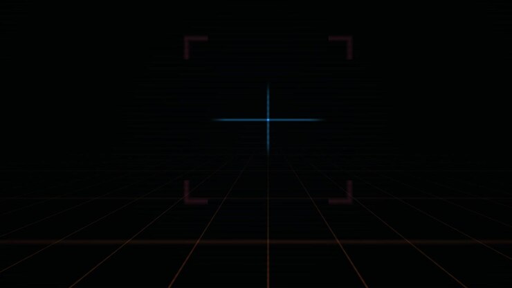 Digital Grid with Blue Crosshair and Red Target Reticle