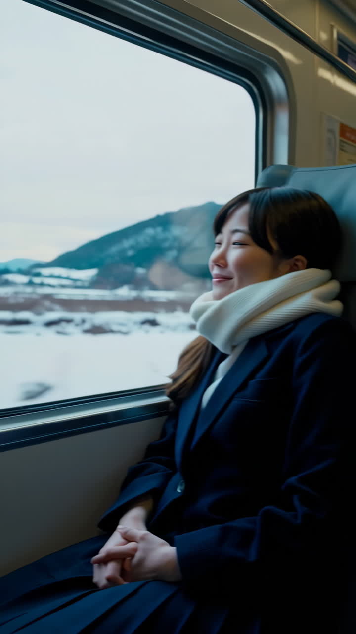 Train Journey Through Snowy Mountains