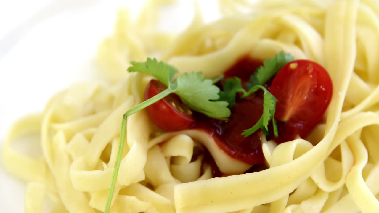 파스타에 초점을 맞추십시오.