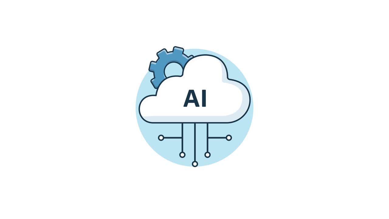 Animated AI Cloud with Rotating Gear Icon