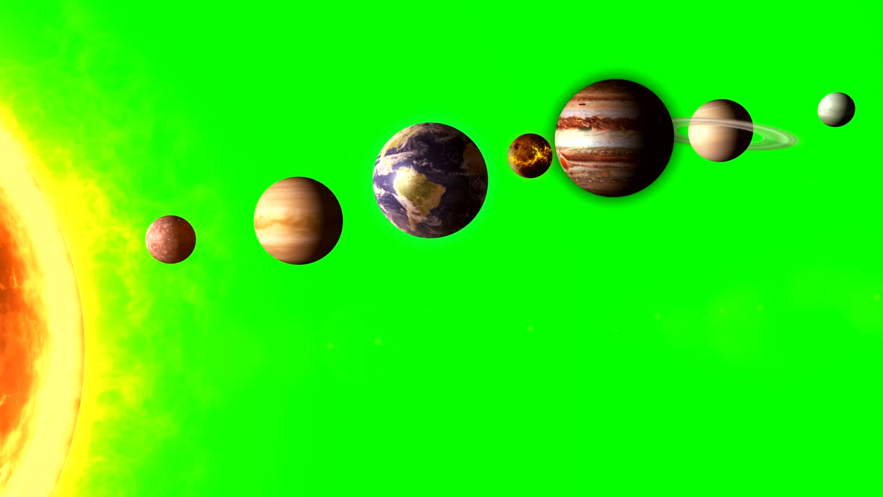 Solar system with sun and planets