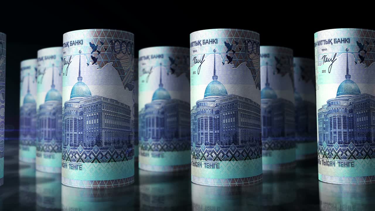 Kazakiska Tenge-sedlar i sömlös loop.