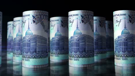 billetes de dinero de tenge de kazajstán enrollados en un bucle sin costuras
