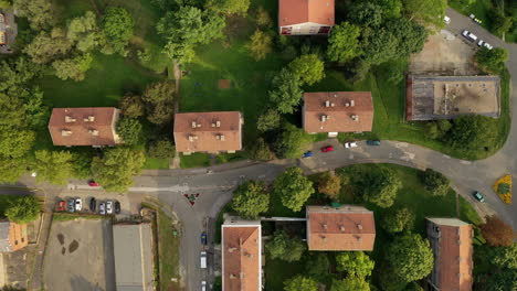 moving aerial view town hungary ózd